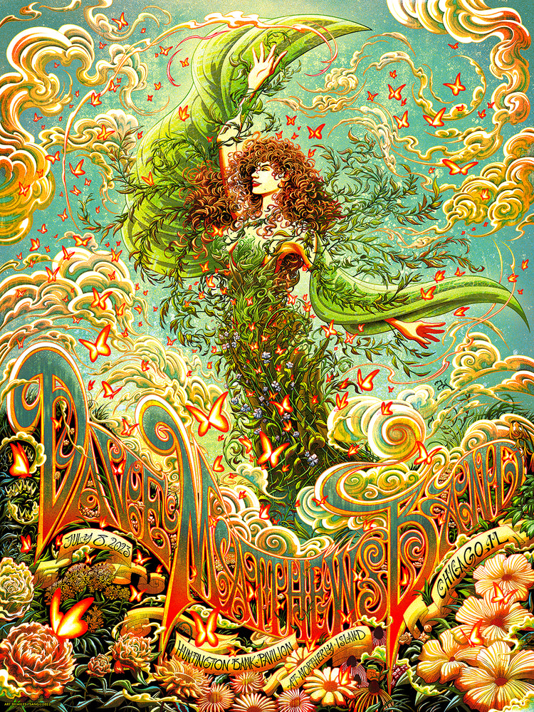 Dave Matthews Band Chicago 2023 by Miles Tsang, 18" x 24" Screen Print