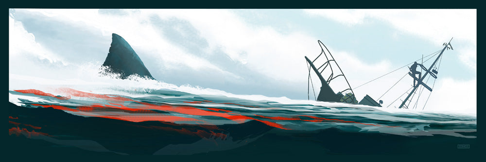 Jaws (The Approach) by JC Richard, 24" x 8" Fine Art Giclee