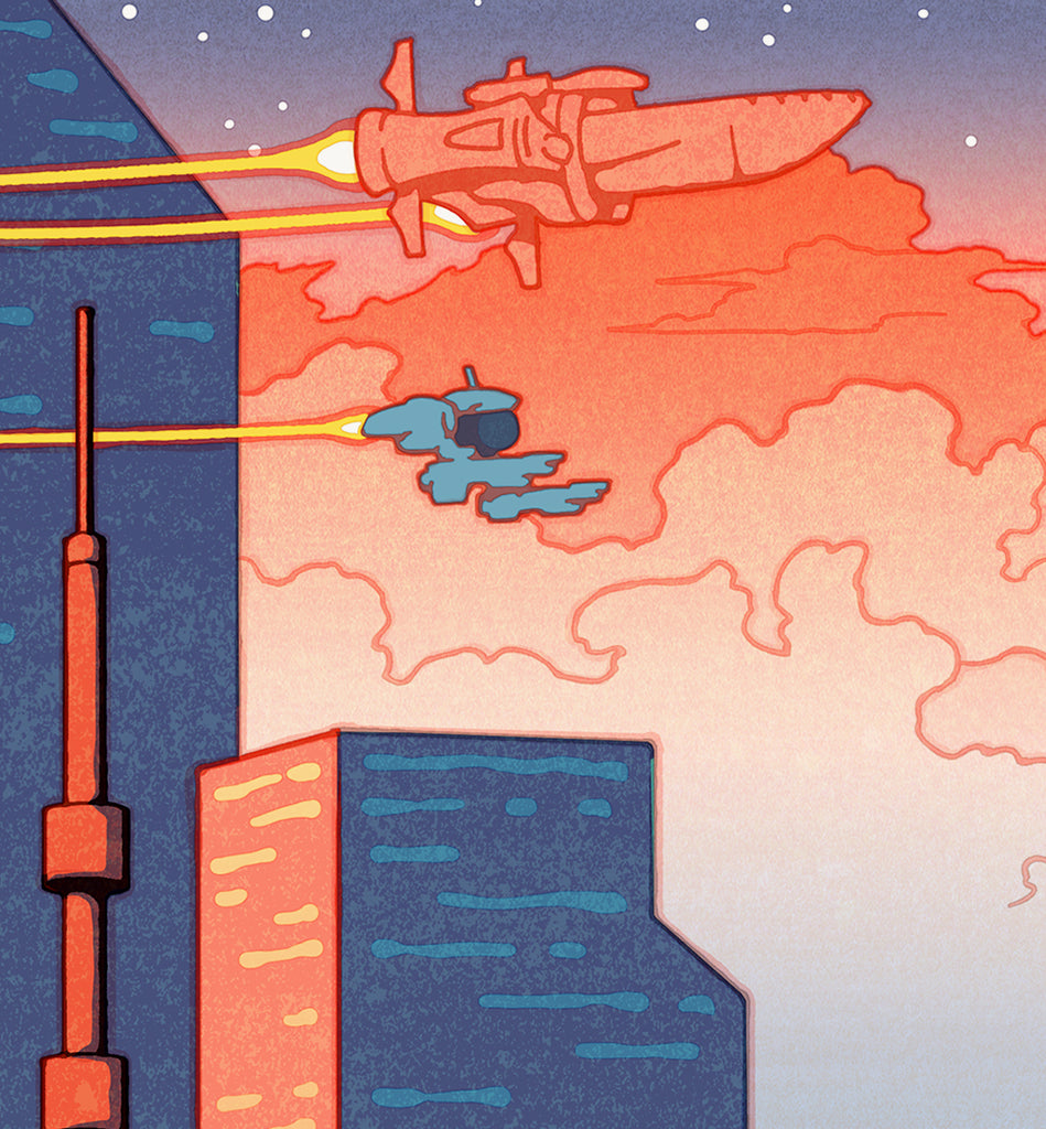 Cowboy Bebop (Ukiyo-e ) by Jed Henry, 12" x 17" Archival pigment print on handmade Japanese paper