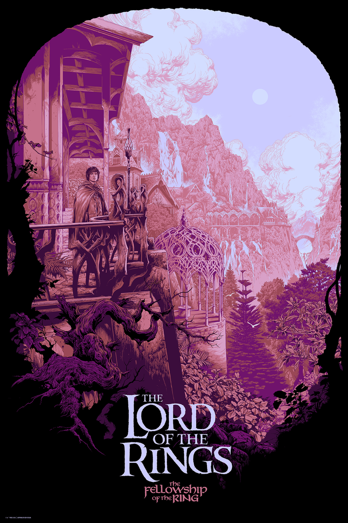 Lord of the Rings Fellowship of the Ring (Variant) by Ken Taylor, 24" x 36" Screen Print