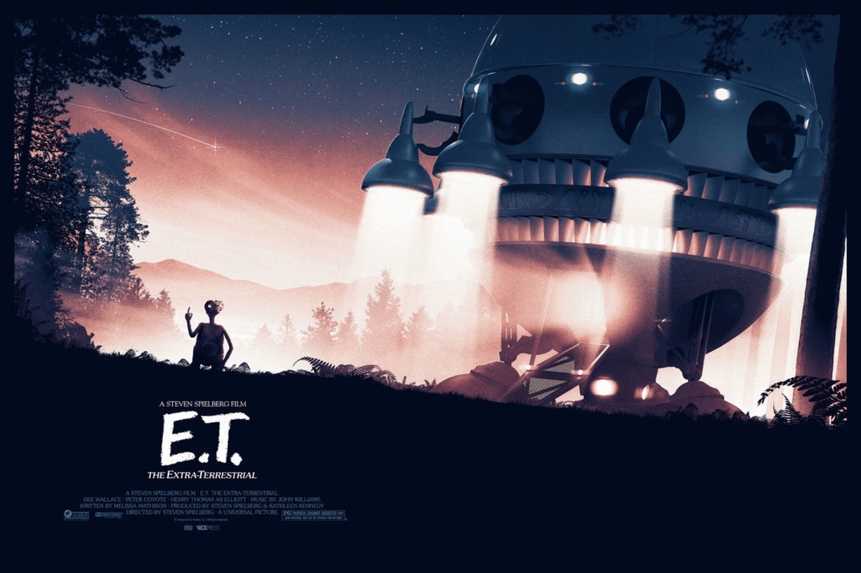 E.T. the Extra-Terrestrial (GID GLOW IN DARK) by Matt Ferguson, 36" x 24" Screen Print