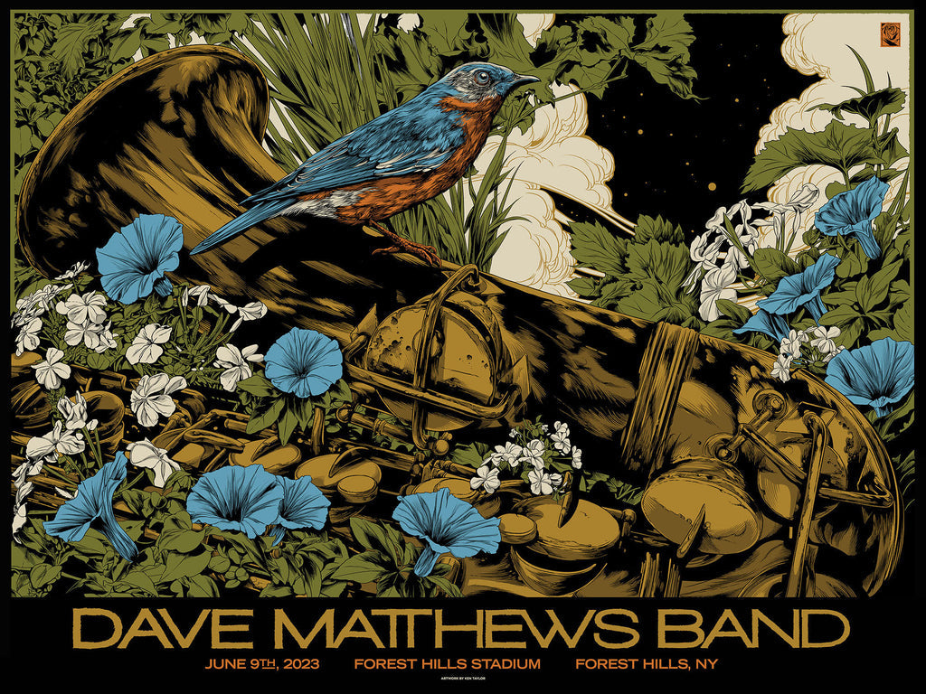 Dave Matthews Band Forest Hills 2023 by Ken Taylor, 24" x 18" Screen Print
