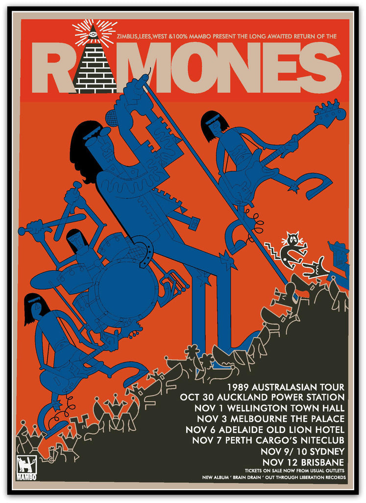 The Ramones Australian Tour 1989 by MAMBO, 28" x 19.5" Screen Print