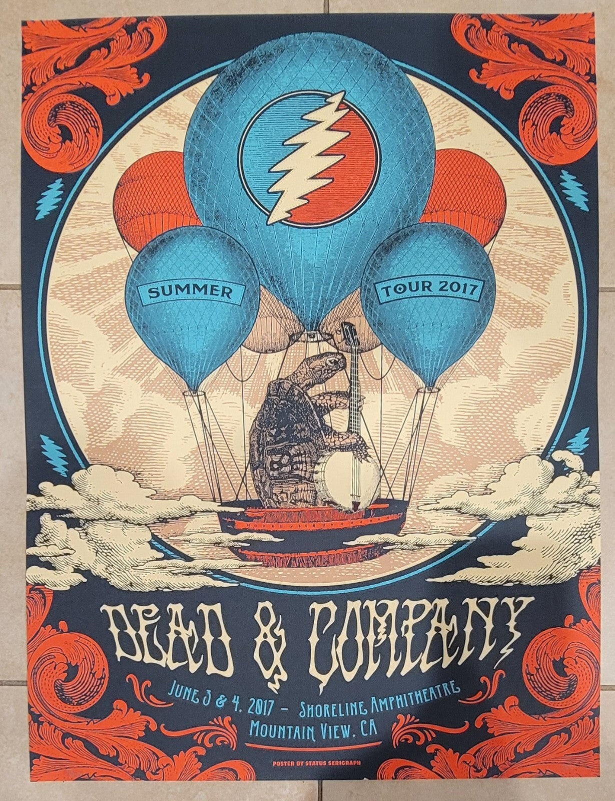 Dead & Company Mountain View 2017 by Justin Helton Status Serigraph, 18" x 24" Screen Print
