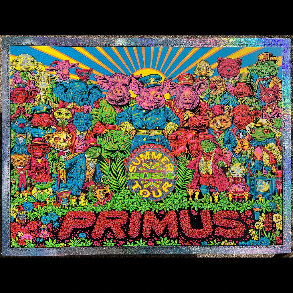 Primus Summer Tour 2024 (FOIL) by Todd Slater, 24" x 18" Screen Print