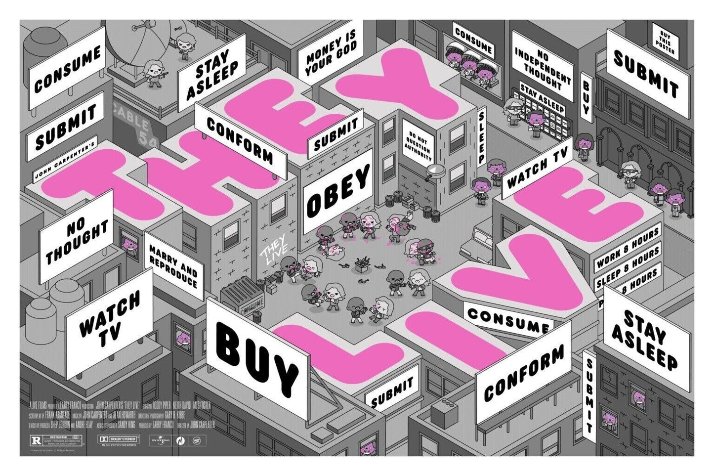 They Live (GID Variant) by 100% Soft, 36" x 24" Screen Print