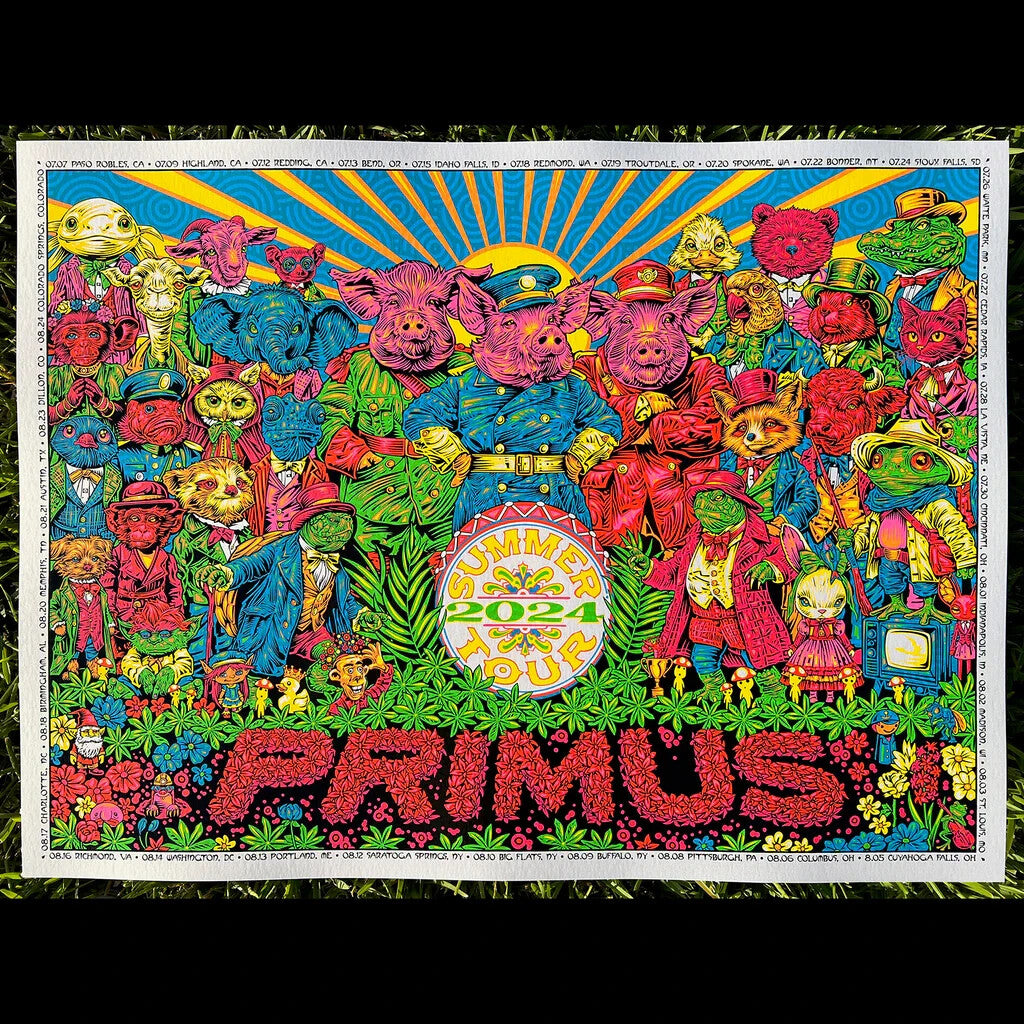 Primus Summer Tour 2024 by Todd Slater, 24" x 18" Screen Print