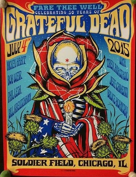 Grateful Dead Chicago 2015 by Munk One, 18" x 24" Screen Print