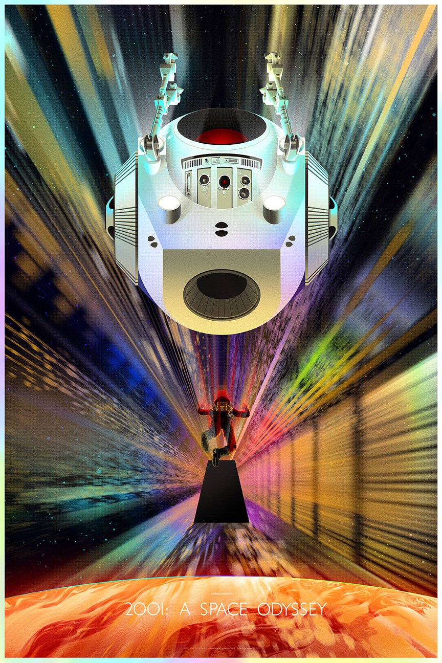 2001: A Space Odyssey (foil) by Kevin Tong, 24" x 36" Screen Print