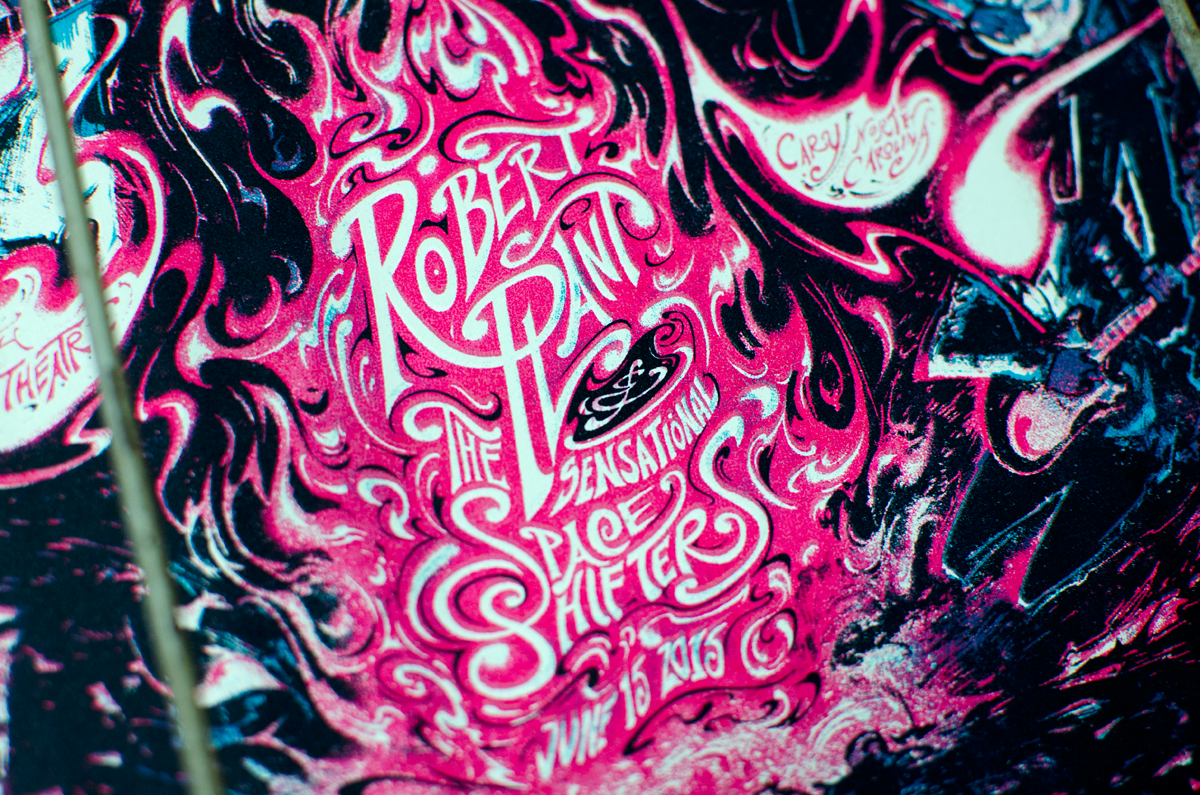 Robert Plant & The Sensational Space Shifters Cary 2015 by Miles Tsang, 15" x 23" Screen Print