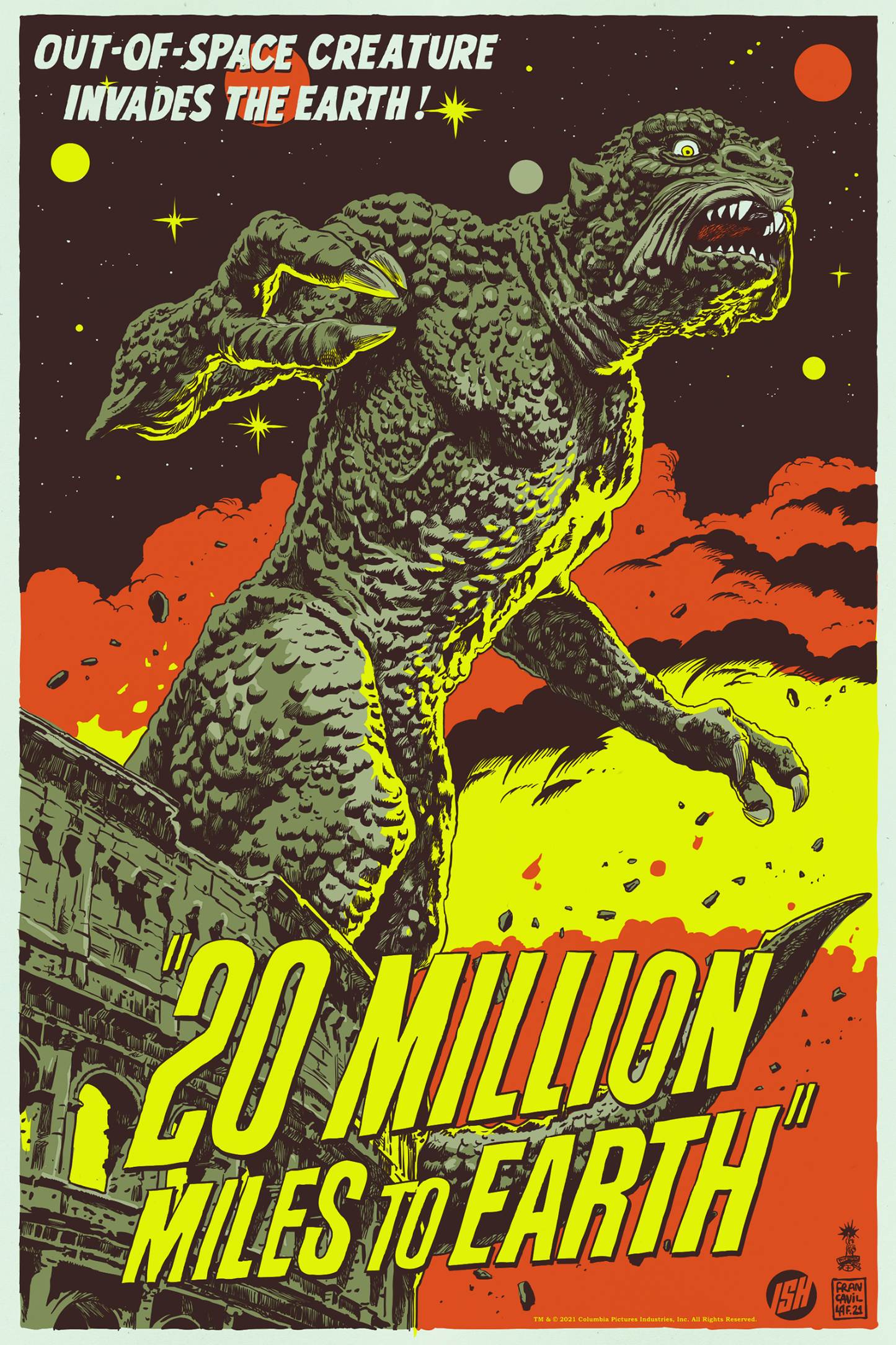 20 Million Miles to Earth by Francesco Francavilla, 24" x 36" Screen Print