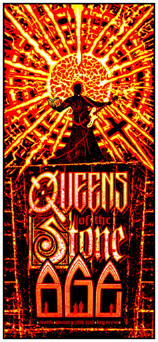 Queens of the Stone Age Seattle 2018 by Brad Klausen, 12.5" x 27" Screen Print