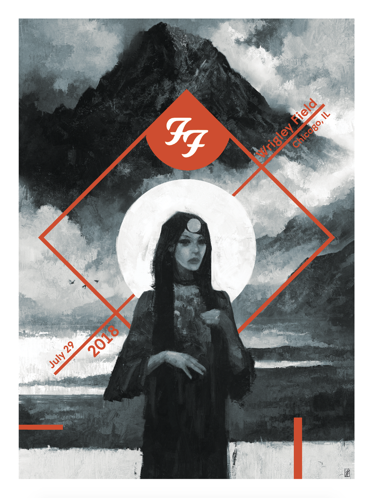 Foo Fighters Chicago 2018 by Karl Fitzgerald, 18" x 24" Screen Print