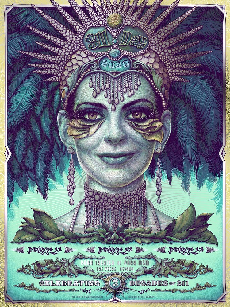 311 Las Vegas 2020 Day Absinthe Variant by NC Winters, 18" x 24" Screen Print
