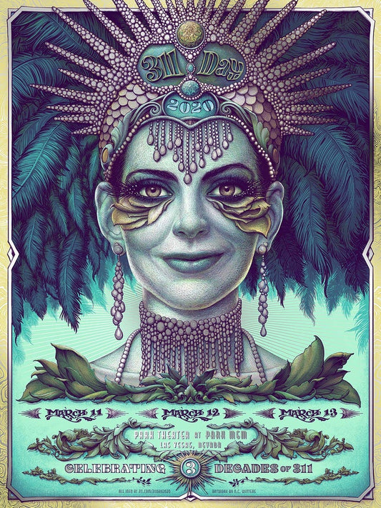 311 Las Vegas 2020 Day Absinthe Variant by NC Winters, 18" x 24" Screen Print