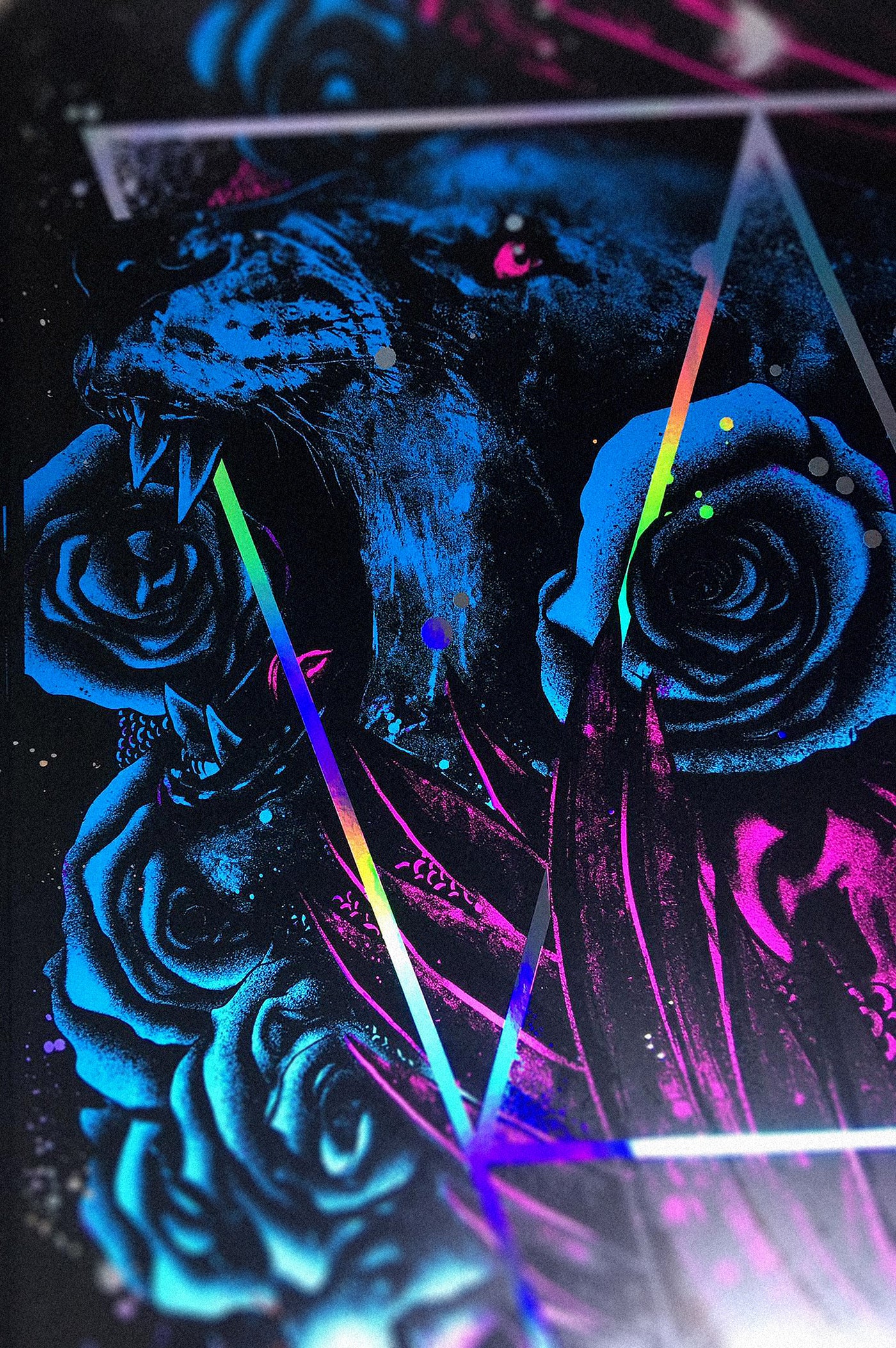 The Neon Demon (Black Rainbow Foil Variant) by Nikita Kaun, 24" x 36" Screen Print