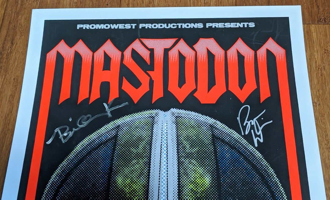 Mastodon Columbus 2007 Band Signed by Mike Martin, 11" x 25" Screen Print