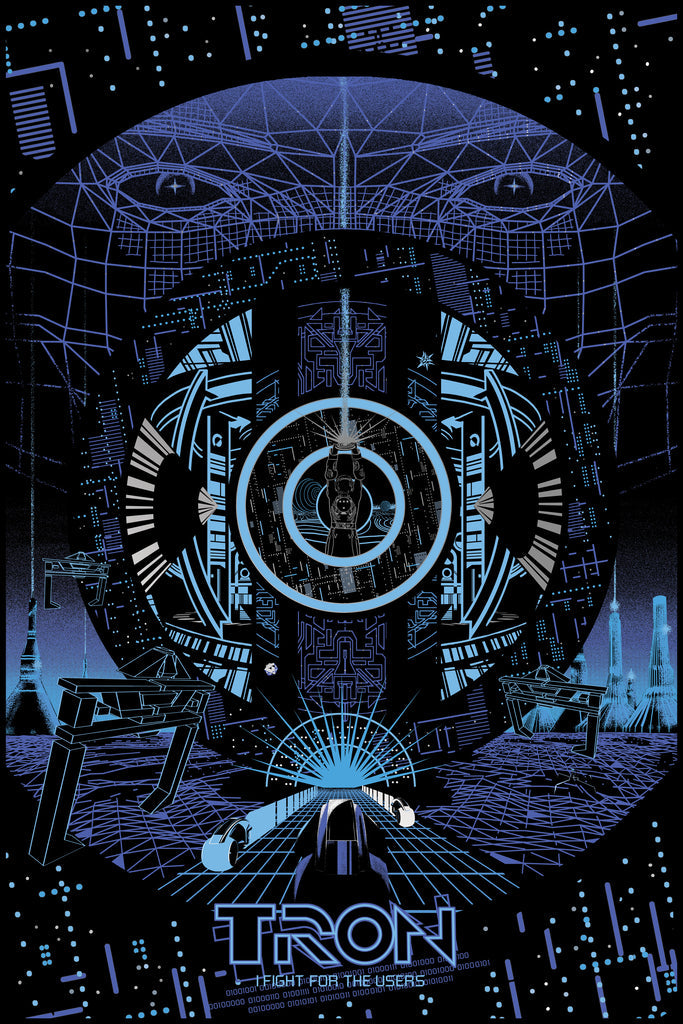 Tron Blue FOIL AP by Raid71, 24" x 36" Screen Print