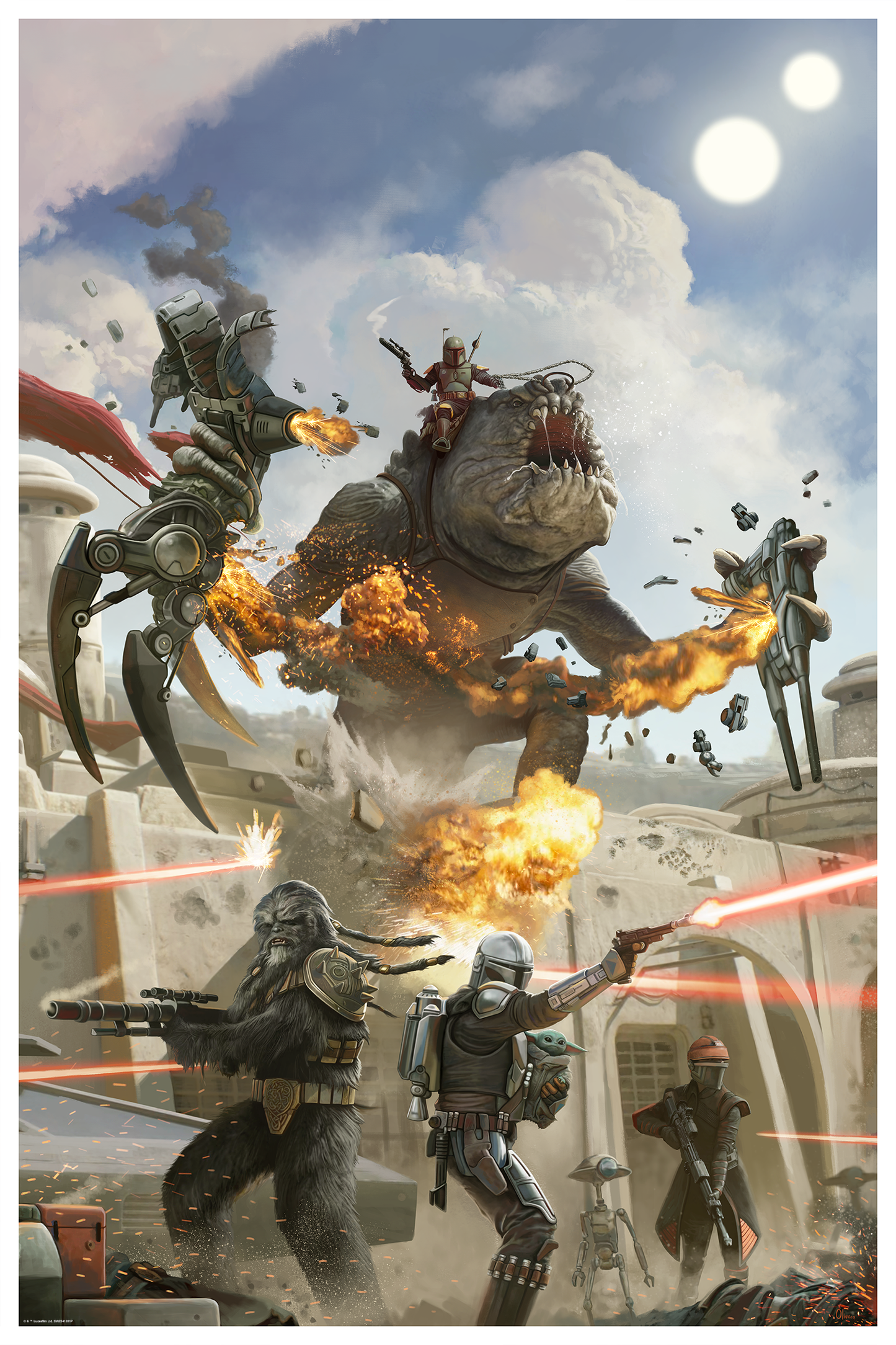 Star Wars The Book of Boba Fett (Art Variant) by Pablo Olivera, 24" x 36" Fine Art Giclee