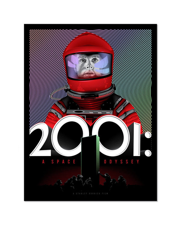 2001: A Space Odyssey (Foil Variant) by Tracie Ching, 18" x 24" Screen Print on rainbow foil paper