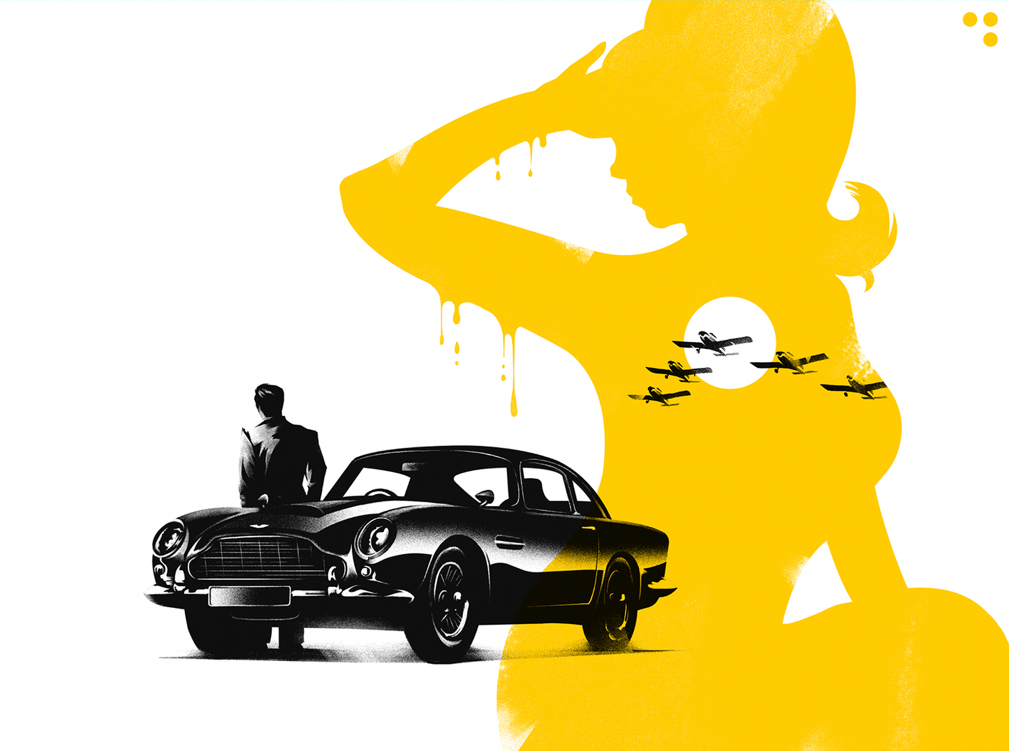 James Bond 64 DB5 by Lyndon Willoughby, 18" x 24" Screen Print with Metallic Inks