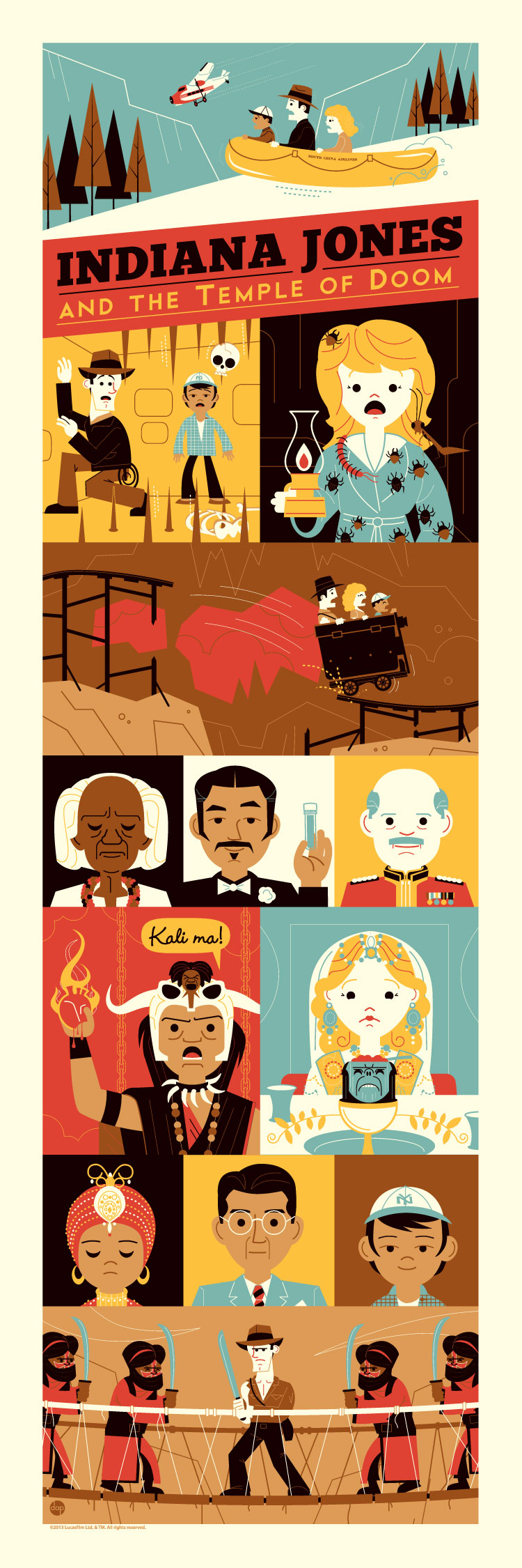 Indiana Jones and the Temple of Doom by Dave Perillo, 36" x 12" Screen Print