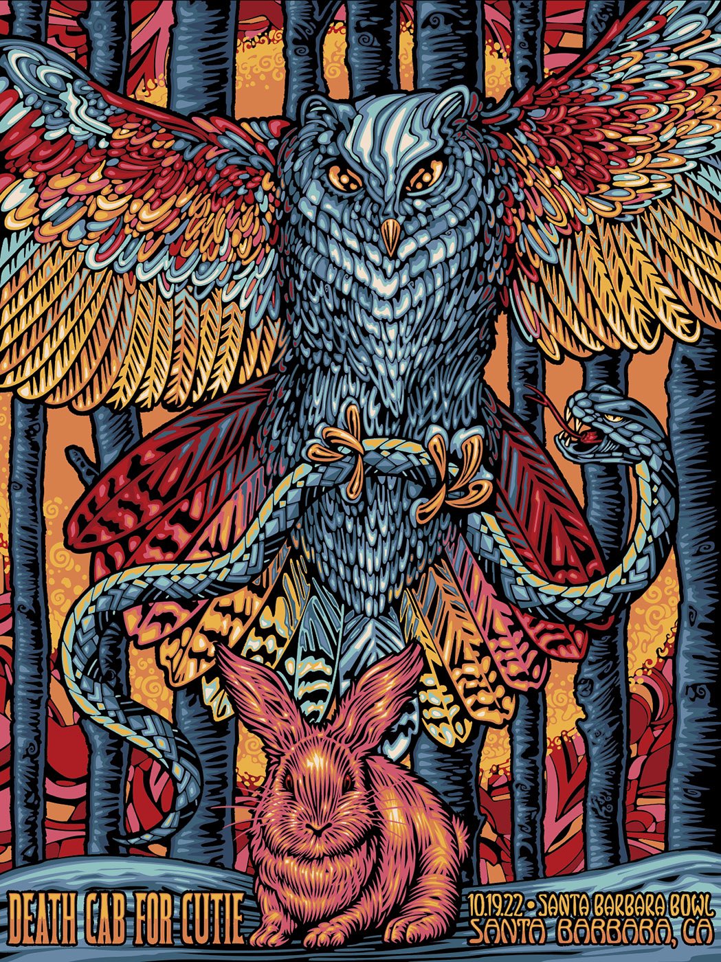 Death Cab for Cutie Santa Barbara 2022 by Todd Slater, 18" x 24" Screen Print