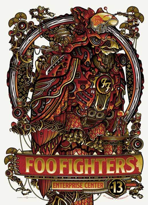 Foo Fighters St. Louis 2018 by Guy Burwell, 18" x 24" Screen Print