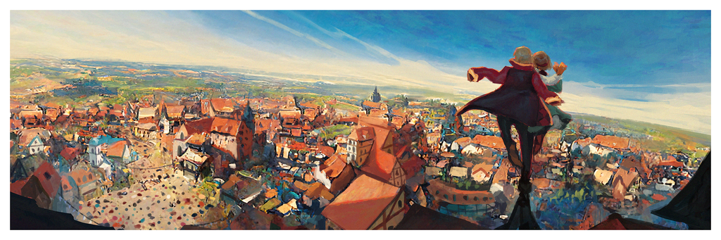 Howl's Moving Castle by Genel Jumalon, 36" x 12" Fine Art Giclee