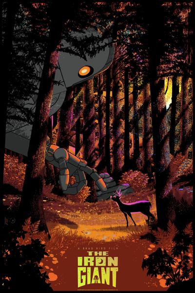 The Iron Giant (Variant Foil) by Raid71, 24" x 36" Screen Print on Rainbow Holo Foil Paper