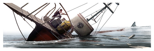 Jaws The Final Battle Variant by JC Richard, 36" x 12" Fine Art Giclee