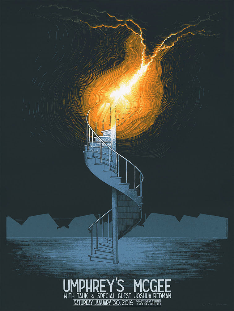 Umphrey's McGee Kalamazoo 2016 by Justin Santora, 18" x 24" Screen Print