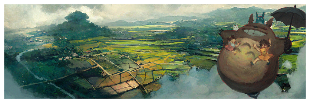 My Neighbor Totoro by Genel Jumalon, 36" x 12" Fine Art Giclee