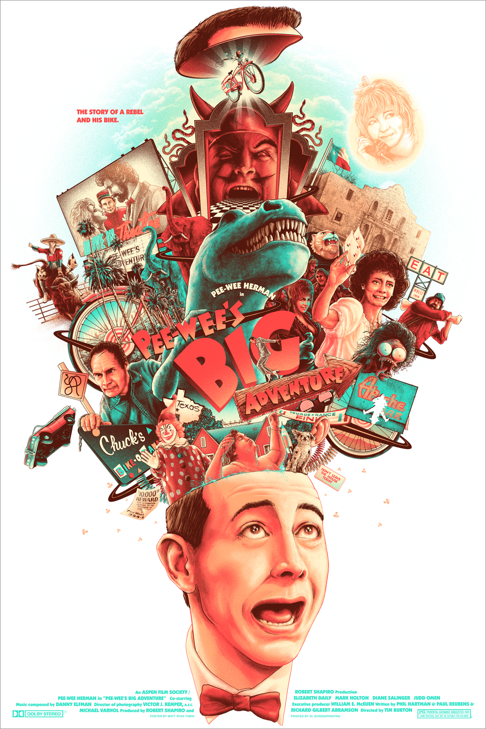 Pee-wee's Big Adventure by Matt Ryan Tobin, 24" x 36" Screen Print