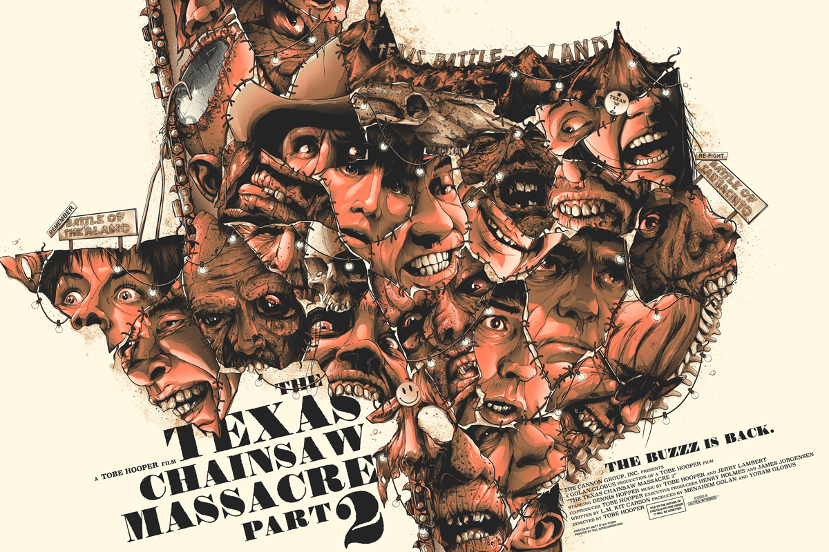 The Texas Chainsaw Massacre 2 by Matt Ryan Tobin, 36" x 24" Screen Print