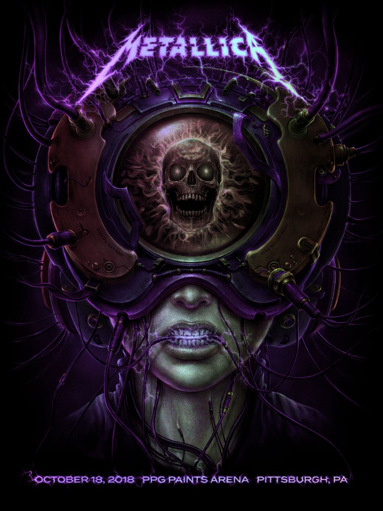 Metallica Pittsburgh 2018 rainbow foil by N.C. Winters, 18" x 24" Screen Print