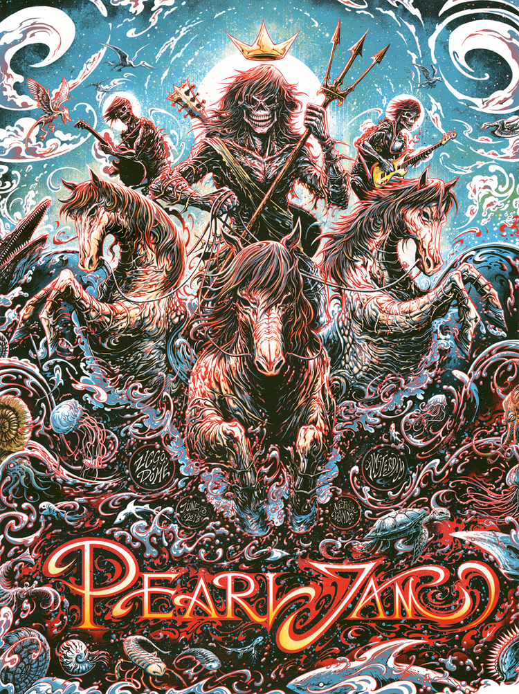 Pearl Jam Amsterdam 2018 by Miles Tsang, 18" x 24" Screen Print