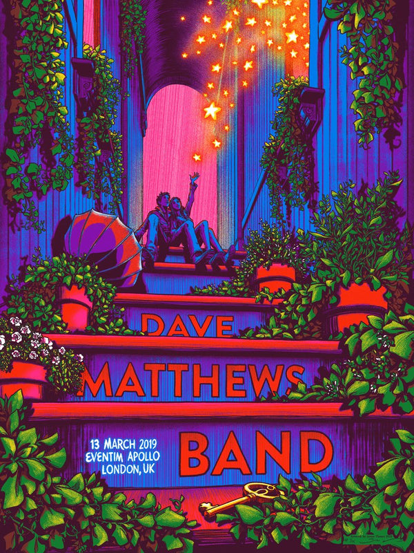 Dave Matthews Band London 2019 by James Flames, 18" x 24" Screen Print