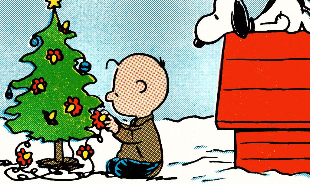Peanuts: Christmas Tree by Charles Schulz, 24" x 16" Screen Print