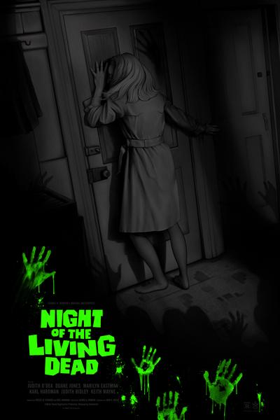 Night of the Living Dead (GID Variant) by Sara Deck, 24" x 36" Screen Print