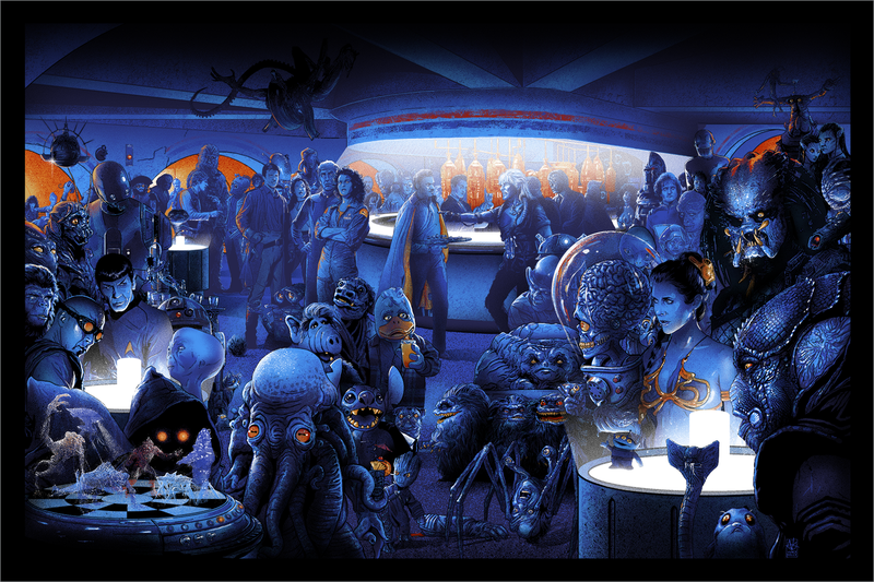 Sci-Fi Cantina by Vance Kelly, 24" x 36" Screen Print