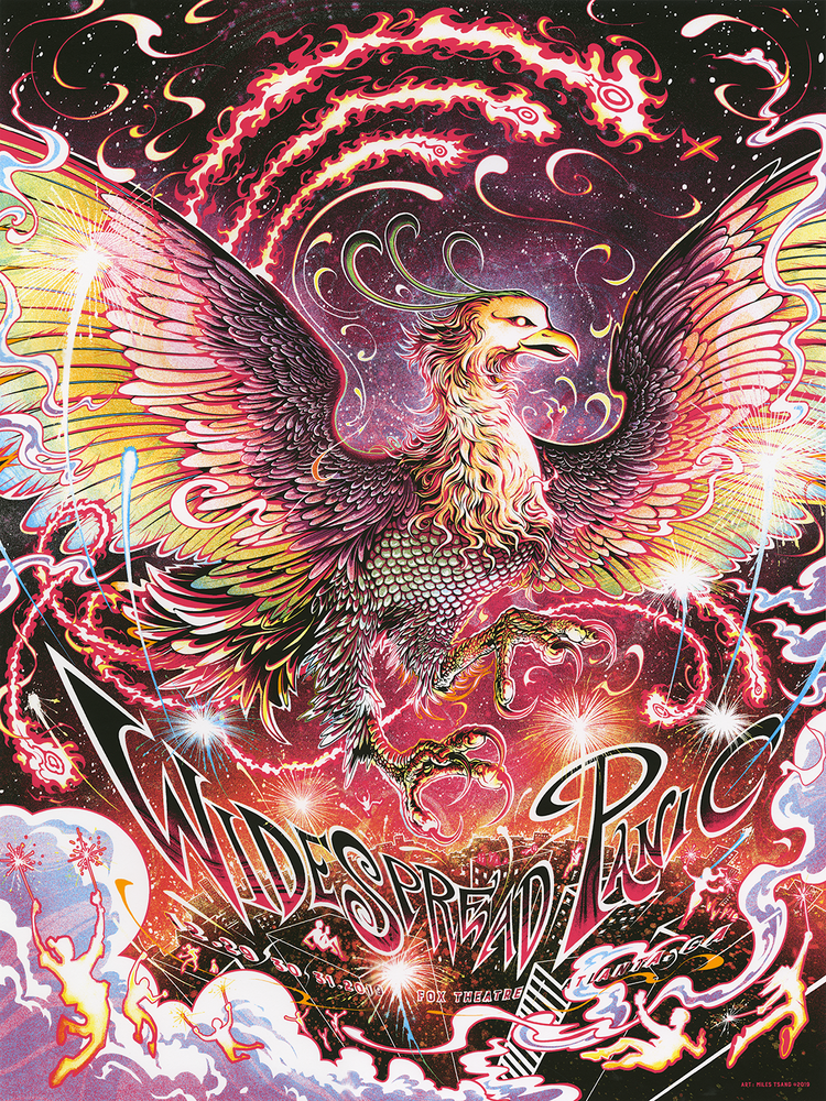 Widespread Panic Atlanta 2019 by Miles Tsang, 18" x 24" Screen Print