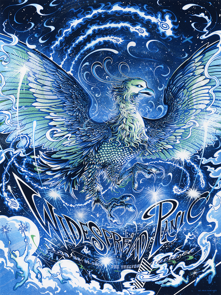 Widespread Panic Atlanta 2019 GID Variant by Miles Tsang, 18" x 24" Screen Print