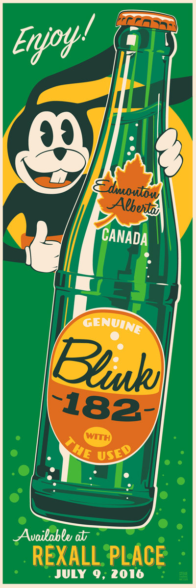 Blink-182 Edmonton 2016 by Steve Thomas, 12" x 36" Screen Print