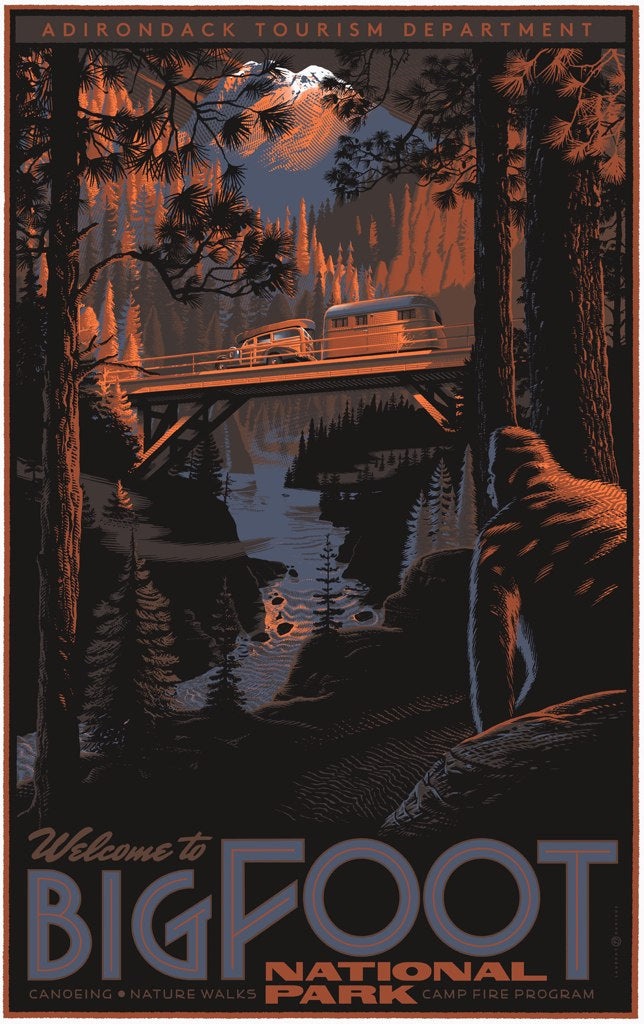 Bigfoot National Park by Laurent Durieux, 16" x 24" Screen Print