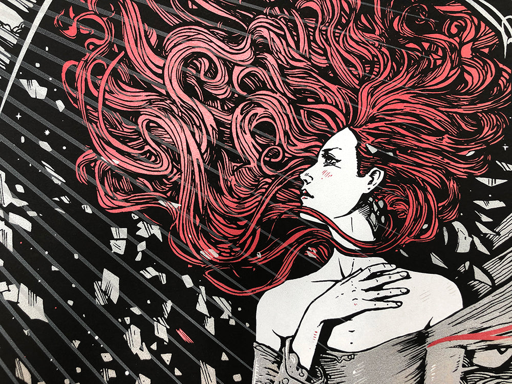 Broken Glass by Malleus, 20" x 27.5" Screen Print