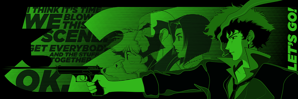 Cowboy Bebop (GID) by Bruce Yan, 12" x 36" Screen Print