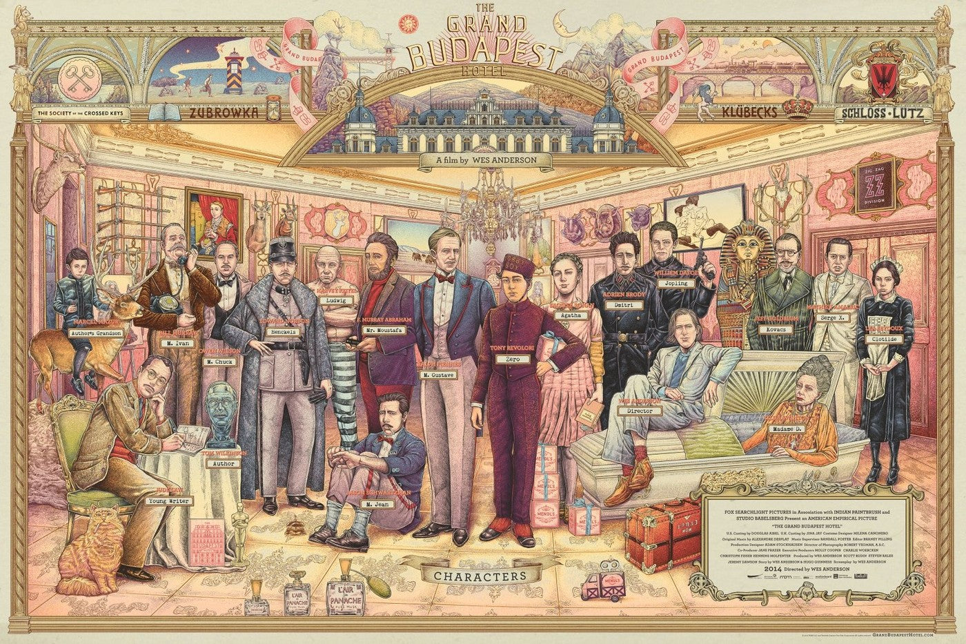 The Grand Budapest Hotel (Variant) by Ise Ananphada, 36" x 24" Screen Print