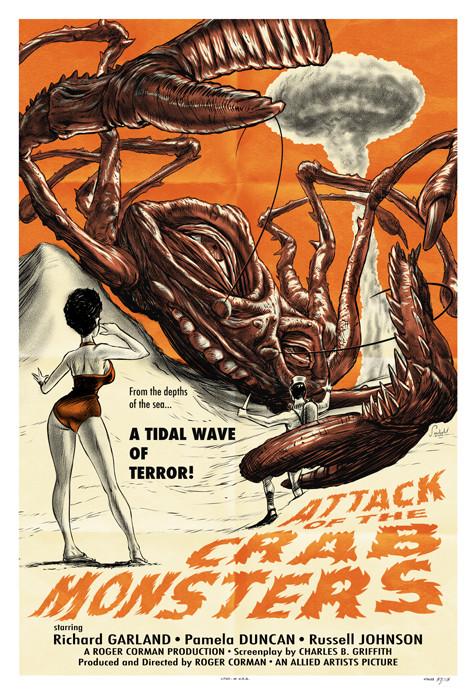 Attack of the Crab Monsters by Stephen Sandoval, 18" x 24" Fine Art Giclee