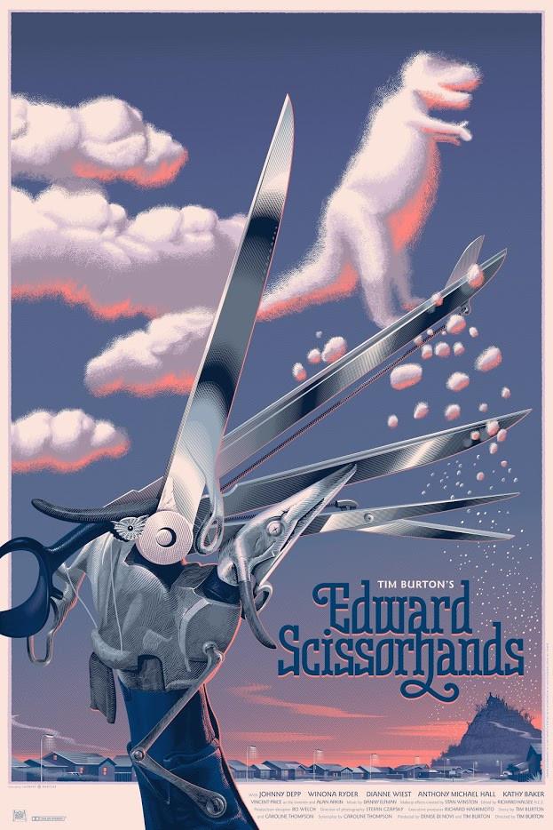 Edward Scissorhands (Dinosaur Variant) by Laurent Durieux, 24" x 36" Screen Print